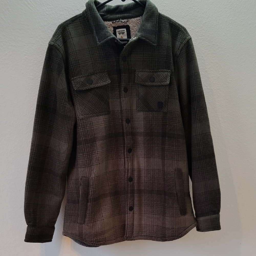 Men's Voyager Green Plaid Fleece Jacket
